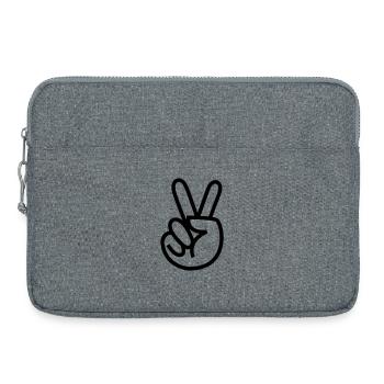 Paix, signe de paix, main avec deux doigts vers le haut # - Sacoche pour ordinateur portable 15 pouces - gris chiné - Devant