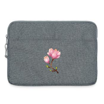 Magnolia branch with pink flowers - Laptop bag 15" - heather grey - Front