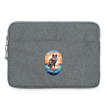 Loup sur la plage - Sacoche pour ordinateur portable 15 pouces - gris chiné - Devant
