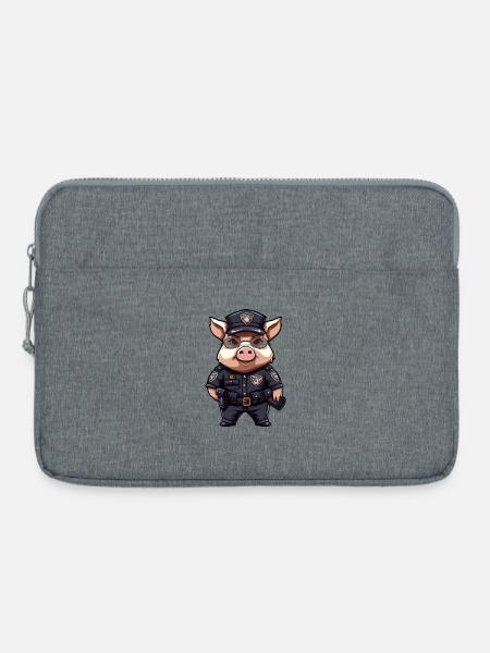 Schweinchen Polizist - Laptoptasche 15" - Grau meliert