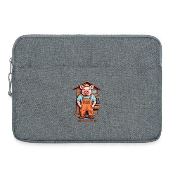 Bob the Construction Sow, Craftsman Pig - Laptop bag 15" - heather grey - Front