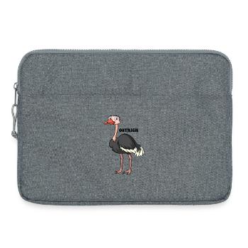 Cartoon Ostrich: Bold Black-White Feathers - Laptop bag 15" - heather grey - Front