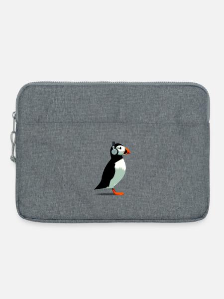 Papageitaucher mit Kopfhörern - Laptoptasche 15" - Grau meliert