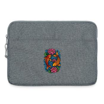 Koi Fish and Lotus Water Scene - Laptop bag 15" - heather grey - Front