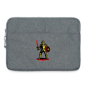 Gelber Ritter mit rotem Schwert - Laptoptasche 15" - Grau meliert - Vorne