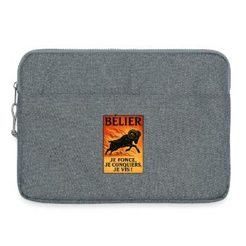 Signe astrologique du Bélier - Astrologie - Sacoche pour ordinateur portable 15 pouces - gris chiné - Devant