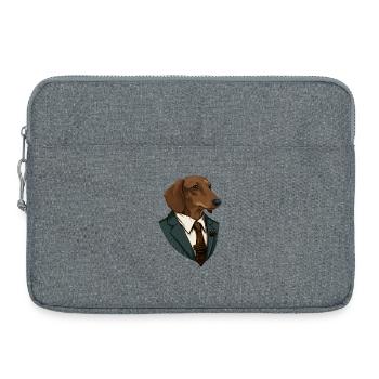 Dackel im Anzug - Laptoptasche 15" - Grau meliert - Vorne