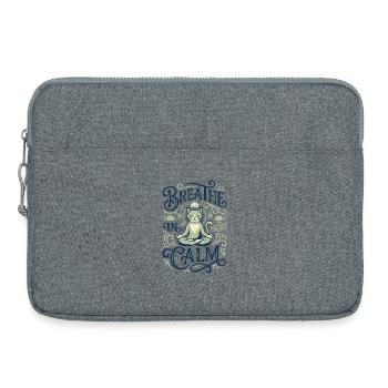 Chat méditant au repos - Sacoche pour ordinateur portable 15 pouces - gris chiné - Devant