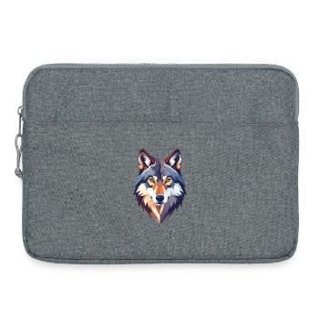 Wolf Kopf Motiv stolzer Wolfskopf Illustration - Laptoptasche 15" - Grau meliert - Vorne