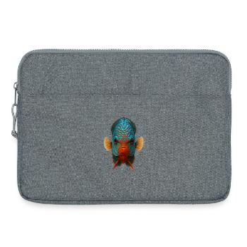 Blue and Orange Discus Fish with Intense Eyes - Laptop bag 15" - heather grey - Front