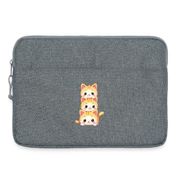 Trio de chatons empilés - Sacoche pour ordinateur portable 15 pouces - gris chiné - Devant