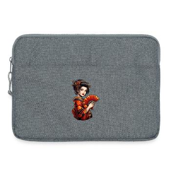 Geisha im roten Kimono mit Fächer - Laptoptasche 15" - Grau meliert - Vorne