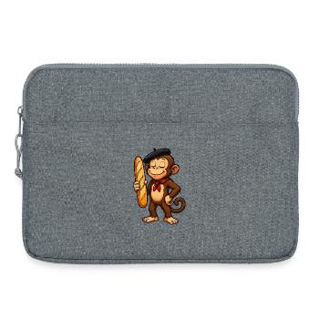 Baguette-Affe mit Baskenmütze - Laptoptasche 15" - Grau meliert - Vorne
