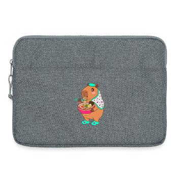 Adorable Capybara eating Ramen –Cute Japanese Gift - Laptop bag 15" - heather grey - Front