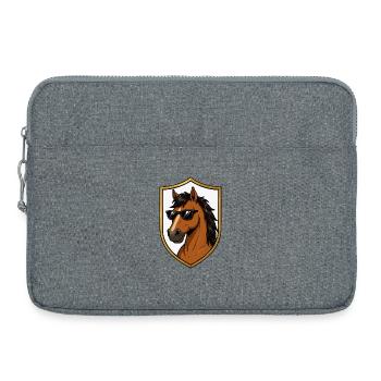 Hengst mit Sonnenbrille Schild - Laptoptasche 15" - Grau meliert - Vorne
