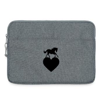 Cheval avec coeur - Sacoche pour ordinateur portable 15 pouces - gris chiné - Devant