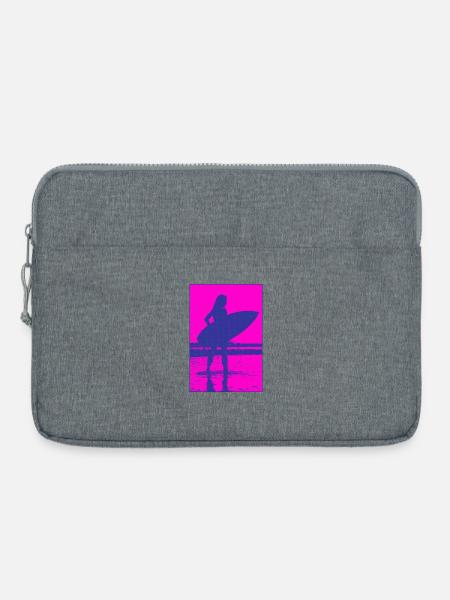 Neon-Silhouette Surferin Strand - Laptoptasche 15" - Grau meliert