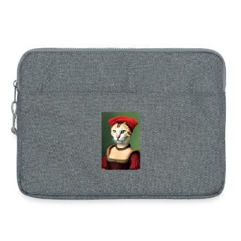 Art félin de la Renaissance | Portrait drôle d’animal vintage - Sacoche pour ordinateur portable 15 pouces - gris chiné - Devant