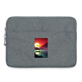 Landscape with lake, boat and mountains - Laptop bag 15" - heather grey - Front