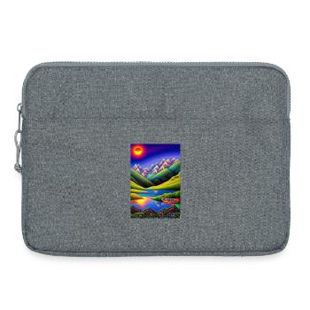 Landscape with lake, boat and mountains - Laptop bag 15" - heather grey - Front