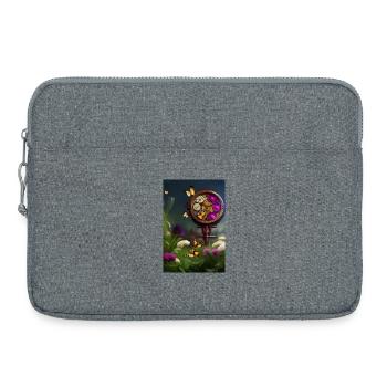 Fleurs et papillon - Sacoche pour ordinateur portable 15 pouces - gris chiné - Devant