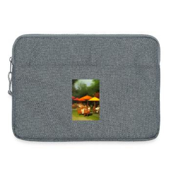 Café asiatique en plein air - Sacoche pour ordinateur portable 15 pouces - gris chiné - Devant