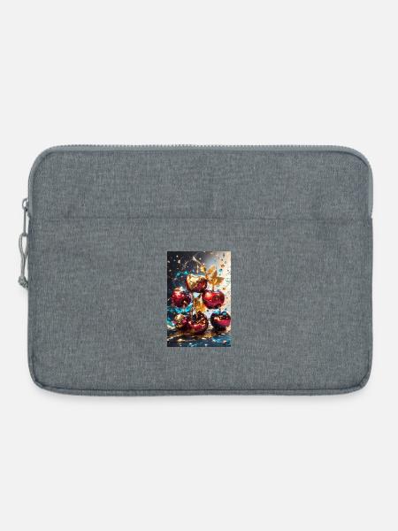 Kirschen mit Gold - Laptoptasche 15" - Grau meliert