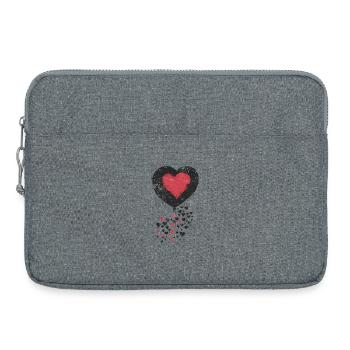 Heart Balloon with Surrounding Black and Red heart - Laptop bag 15" - heather grey - Front