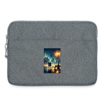 Scène d’amour devant les lumières de la ville - Sacoche pour ordinateur portable 15 pouces - gris chiné - Devant