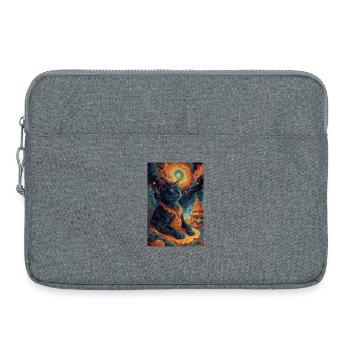 Bouddha noir1 - Sacoche pour ordinateur portable 15 pouces - gris chiné - Devant