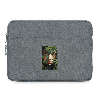Face de feuille sous la lumière de la jungle - Sacoche pour ordinateur portable 15 pouces - gris chiné - Devant
