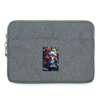 Flaming skull in the flower kingdom - Laptop bag 15" - heather grey - Front