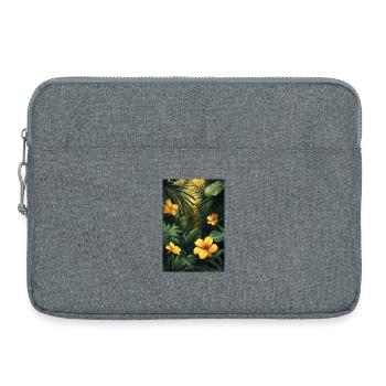 Tropenblüten im Blattwald - Laptoptasche 15" - Grau meliert - Vorne