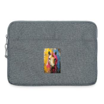 Portrait de licorne en couleur - Sacoche pour ordinateur portable 15 pouces - gris chiné - Devant