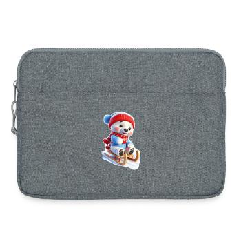 Ours d’hiver sur traîneau - Sacoche pour ordinateur portable 15 pouces - gris chiné - Devant