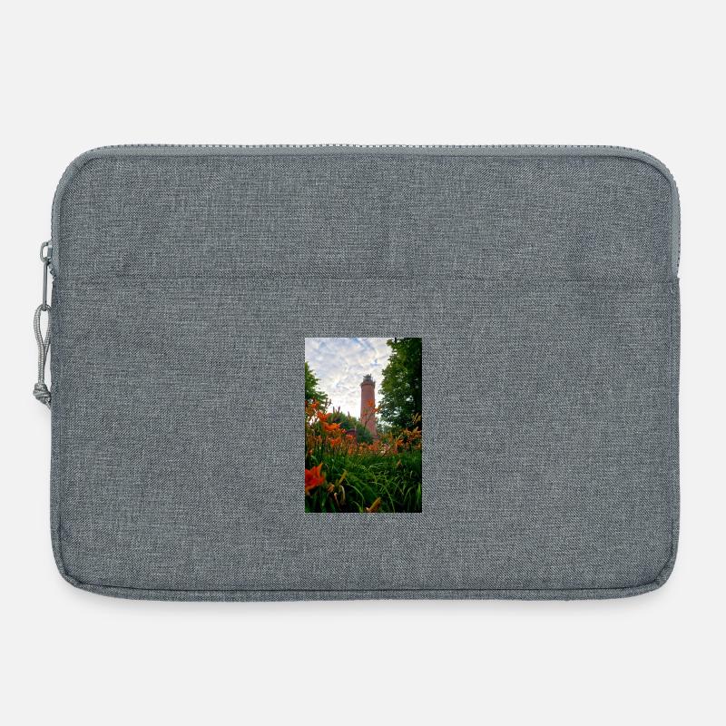 Leuchtturm Gąski, Leuchtturm, Blumen - Laptoptasche 15" - Grau meliert