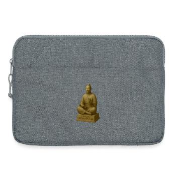 Meditativer Mönch mit Smartphone - Laptoptasche 15" - Grau meliert - Vorne