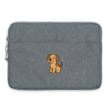 Playful dog motif in cartoon style - Laptop bag 15" - heather grey - Front