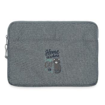 La maison est là où se trouve mon chat – Cat Slogan Motif - Sacoche pour ordinateur portable 15 pouces - gris chiné - Devant