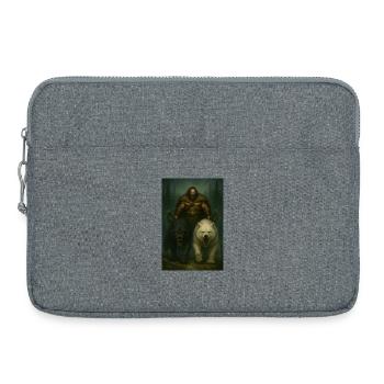 Nordischer Berserker mit Wölfen – Wikingerkrieger - Laptoptasche 15" - Grau meliert - Vorne