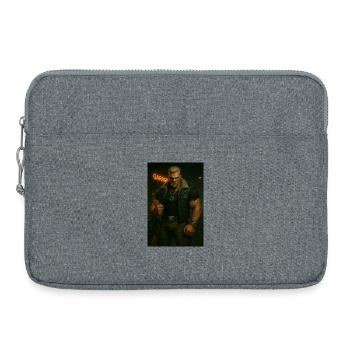 Mechanischer Biker – Blonder Krieger mit Feuerblick - Laptoptasche 15" - Grau meliert - Vorne