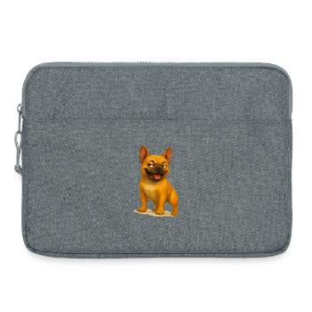 Freche Bulldogge Cartoon Grinsen - Laptoptasche 15" - Grau meliert - Vorne