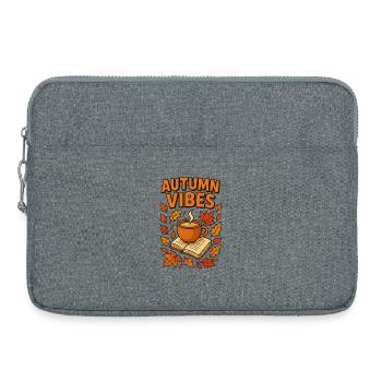 Herbstvibes Kaffee und Buch - Laptoptasche 15" - Grau meliert - Vorne