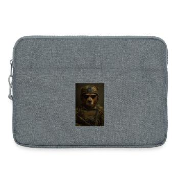 Battle-ready bear in camouflage suit - Laptop bag 15" - heather grey - Front