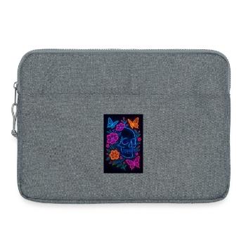 Neon Schädel mit Blumen und Schmetterlingen - Laptoptasche 15" - Grau meliert - Vorne