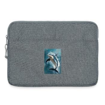Illustration of a dolphin - Sacoche pour ordinateur portable 15 pouces - gris chiné - Devant
