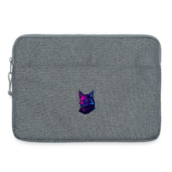 Neon fox head in cyberpunk style - Laptop bag 15" - heather grey - Front