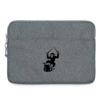 Trommel spielender Affe Cartoon Illustration - Laptoptasche 15" - Grau meliert - Vorne