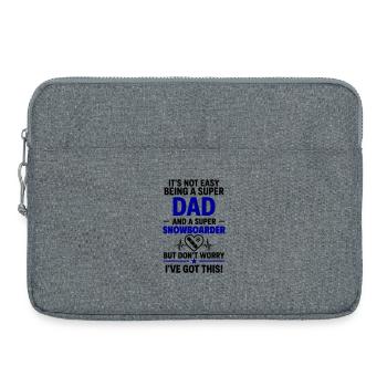 Herz + Snowboard – Super Papa Snowboarder - Laptoptasche 15" - Grau meliert - Vorne