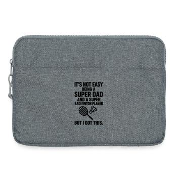 Badminton – Super Papa Badminton Player - Laptop bag 15" - heather grey - Front